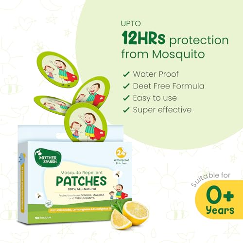 Mother Sparsh 100% All Natural Mosquito Repellent Patches for Babies with 12hr. Protection, 24 Patches