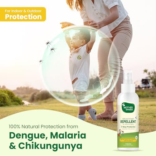 Mother Sparsh Natural Insect Repellent Spray For Babies, With Citronella, Eucalyptus &Lemongrass Oil, Mosquitoes, Fleas and Ants