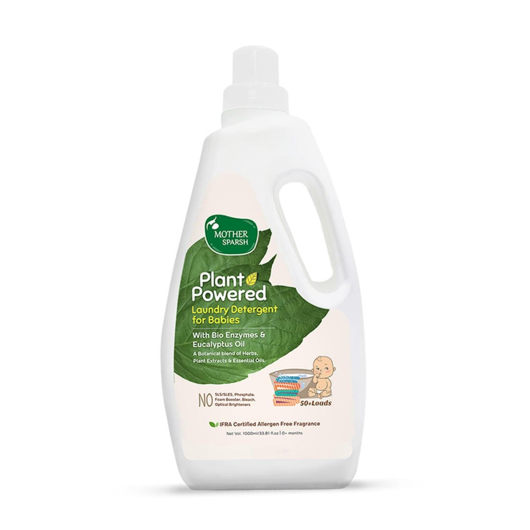Mother Sparsh Plant Powered Baby Laundry Liquid Detergent With Bio Enzymes and Eucalyptus Oil Without Dyes &Optical Brighteners