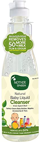 Mother Sparsh Plant Powered Natural Baby Liquid Cleanser with Basil &Green Apple Extract for Baby Bottles, Nipples, Accessories and Toys Cleaning