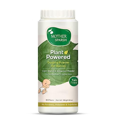 Mother Sparsh Plant Powered Talc Free Dusting Powder For Babies, With Corn Starch & Arrowroot Powder