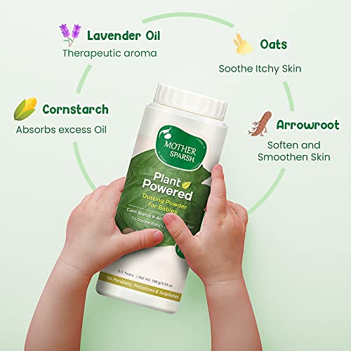 Mother Sparsh Plant Powered Talc Free Dusting Powder For Babies, With Corn Starch & Arrowroot Powder