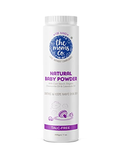 The Moms Co Talc-Free Natural Baby Powder with Cornstarch, Chamomile Oil, Calendula Oil and Organic Jojoba Oil