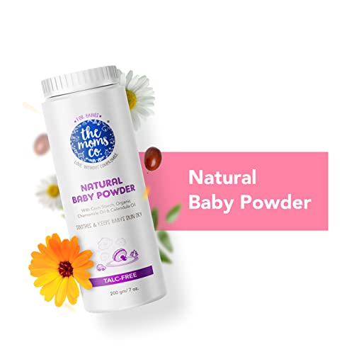 The Moms Co Talc-Free Natural Baby Powder with Cornstarch, Chamomile Oil, Calendula Oil and Organic Jojoba Oil
