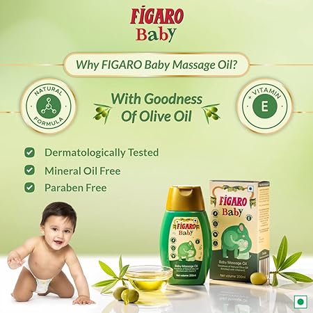Figaro Baby Massage Oil With Goodness Of Natural Olive Oil Enriched With Vitamin E