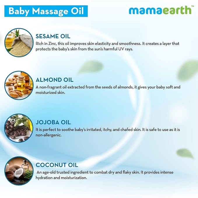 Mamaearth Soothing Baby Massage Oil with Sesame, Almond & Jojoba Oil