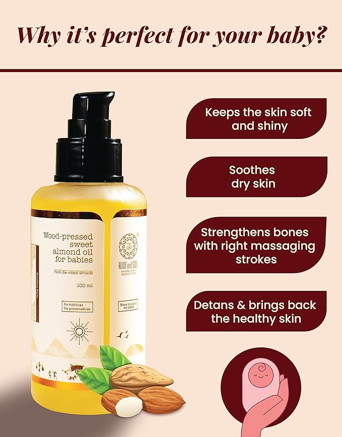 ROOT and SOIL Wood-Pressed Sweet Almond Oil for Babies