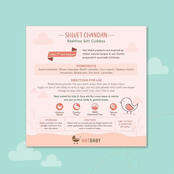 Nat Habit Shwet Chandan Kusha Baby Powder