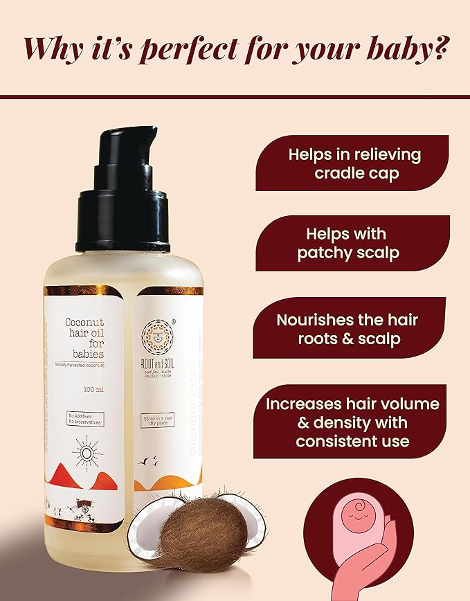 Root and Soil Coconut Hair Oil for Babies 0+ Months