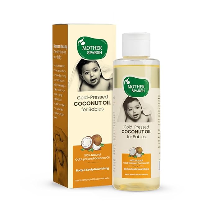Mother Sparsh Cold Pressed Coconut Oil for Baby Massage, Skin &Hair Care 100% Natural Baby Oil for New Born