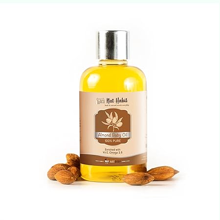 Nat Habit 100% Pure Almond Baby Oil For Baby Skin & Hair | Enriched With Vit E & Omega-3