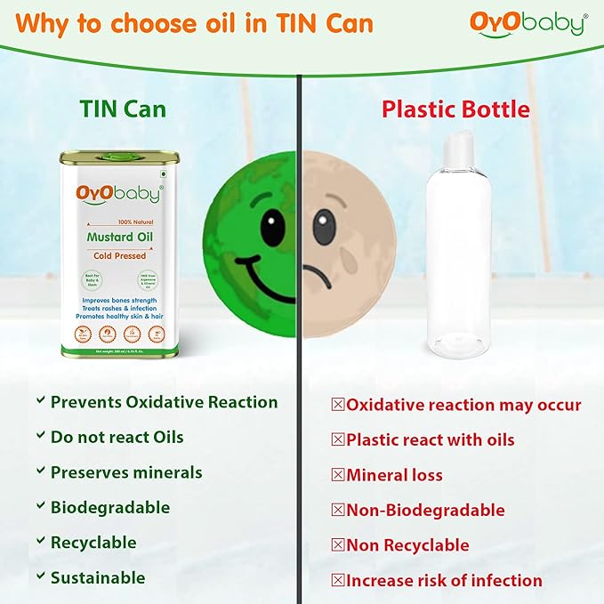 Oyo Baby 100% Natural Cold Pressed Baby Oil for New Born With Mustard Baby Oil