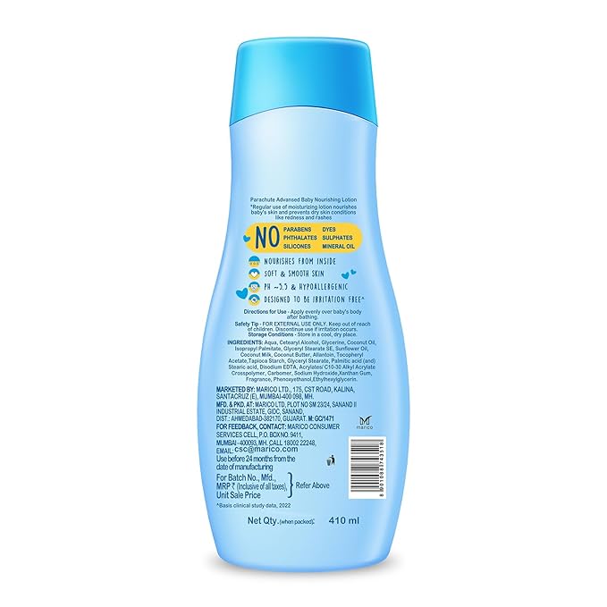 Parachute Advansed Baby Lotion for New Born Babies Virgin Coconut Oil & Coconut Milk Ph 5.5