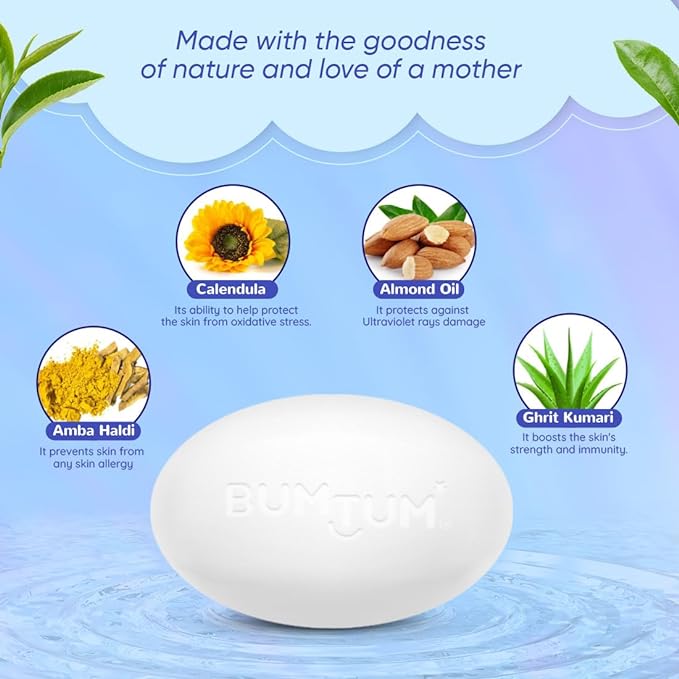 Bumtum Baby Soap with Goodness of Calendula Extractparabens Free Vegan& Cruelty Free, Pack of 6