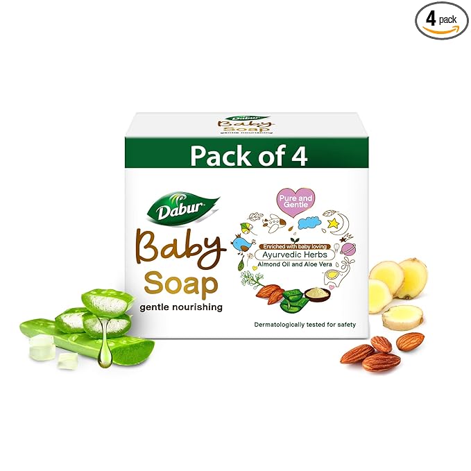 Dabur Baby Soap For Baby Sensitive Skin, Pack of 4