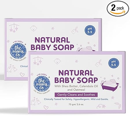 The Moms Co Natural Baby Soap with mono carton, Pack of 2