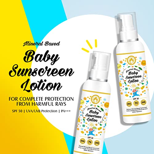 Mom & World Mineral Based Baby Sunscreen Lotion, Spf 50 Pa+++, Uva/Uvb Protection