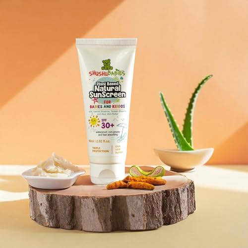 ShuShu Babies Sunscreen for Babies &Kids SPF 30+ Plant-Based &Natural UVA/UVB Protection Non-Sticky &Water-Resistant