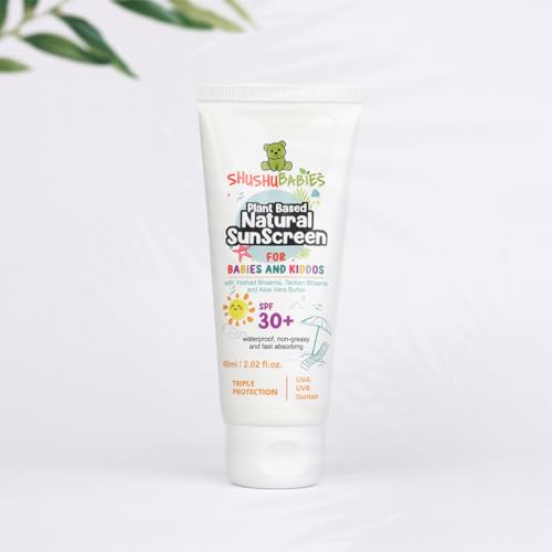 ShuShu Babies Sunscreen for Babies &Kids SPF 30+ Plant-Based &Natural UVA/UVB Protection Non-Sticky &Water-Resistant