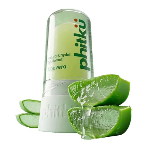 Phitku Alum Infused Crystal Roll-On Stick | Natural Alum Deodorant for Sensitive Skin | Alcohol-Free & Fragrance-Free, Long-Lasting Freshness | Aloe Vera