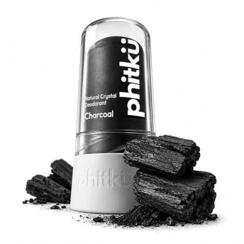 Phitku Alum Infused Crystal Roll-On Stick | Odour-Control Alum Deodorant for Men | 99% Anti-Bacterial Protection, Non-Sticky & Long-Lasting | Charcoal