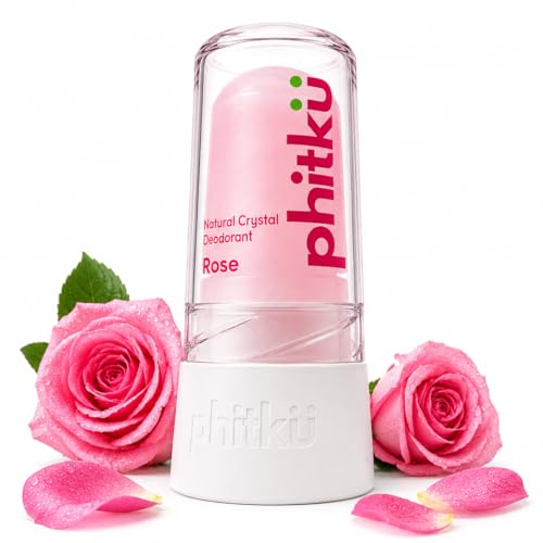 Phitku Alum Infused Crystal Roll-On Stick | Rose-Infused Natural Alum Deodorant | Alcohol-Free & Skin-Friendly, Long-Lasting Freshness | Rose