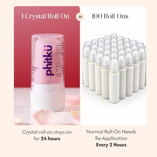 Phitku Alum Infused Crystal Roll-On Stick | Rose-Infused Natural Alum Deodorant | Alcohol-Free & Skin-Friendly, Long-Lasting Freshness | Rose