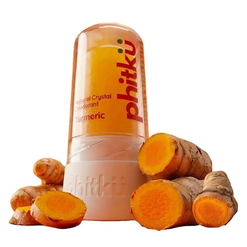Phitku Alum Infused Crystal Roll-On Stick | Turmeric-Infused Natural Alum Deodorant | Chemical-Free & Hypoallergenic, Long-Lasting Freshness |Turmeric