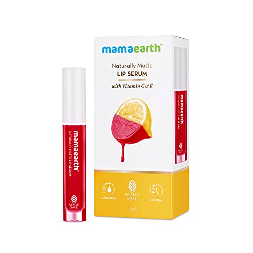 MamaEarth Naturally Matte Lip Serum with Vitamin C and E for Upto 12 | Hour Long Stay - Beet It Red