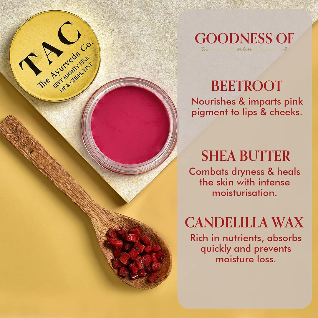 TAC Beet Mighty Lip and Cheek Tint Blush Lip Stain with Beetroot extracts | Beetroot Pink