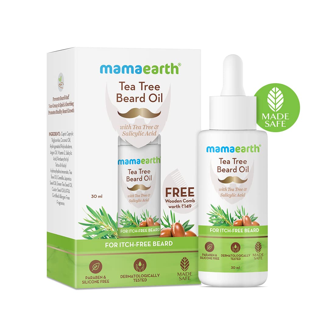 MamaEarth Tea Tree Beard Oil With Tea Tree and Salicylic Acid For Itch,Free Beard