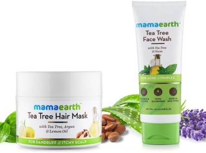 MamaEarth Tea Tree Combo: Facewash, 100ml + Hair Mask, 200ml