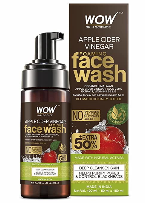 Wow Skin Science Apple Cider Vinegar Foaming Face Wash | pH Balanced Cleanser for Healthy Skin