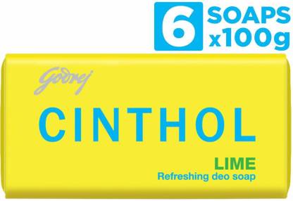 Cinthol Lime Bath Soap 999% Germ Protection, 100gm (Pack of 6)