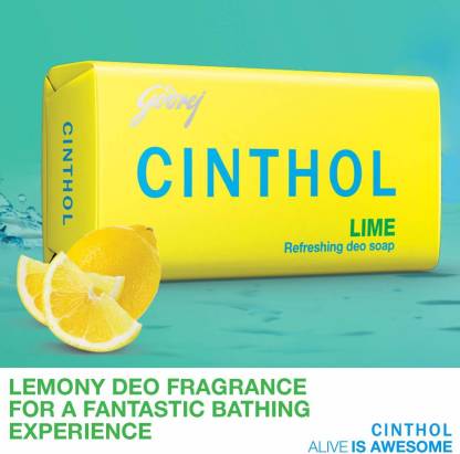 Cinthol Lime Bath Soap 999% Germ Protection, 100gm (Pack of 6)