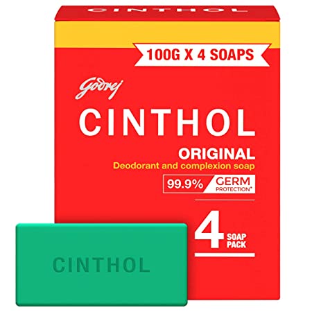 Cinthol Original Bath Soap 999% Germ Protection, 100gm (Pack of 4)