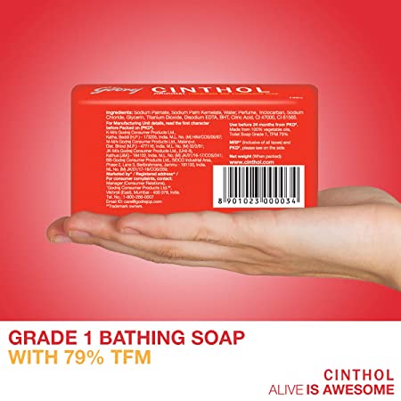 Cinthol Original Bath Soap 999% Germ Protection, 100gm (Pack of 8)