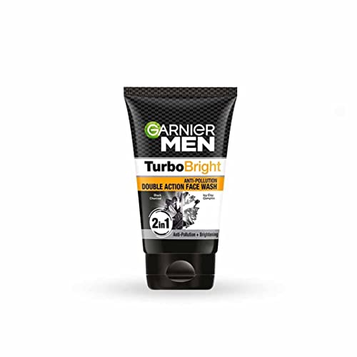 Garnier Men Turbo Bright Anti Pollution Double Action Face Wash | Brightening Cleanser for Daily Skincare