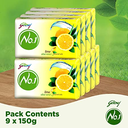 Godrej No.1 Lime and Aloe Vera High TFM Grade 1 Soap Long-Lasting Fragrance