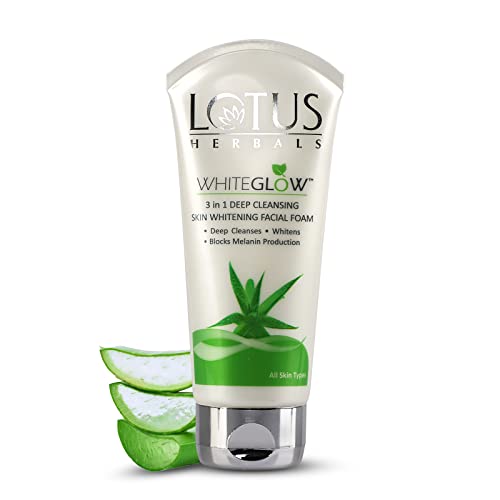 Lotus Herbals WhiteGlow 3 in 1 Deep Cleansing Skin Whitening Facial Foam Face Wash | Brightening Foam Cleanser