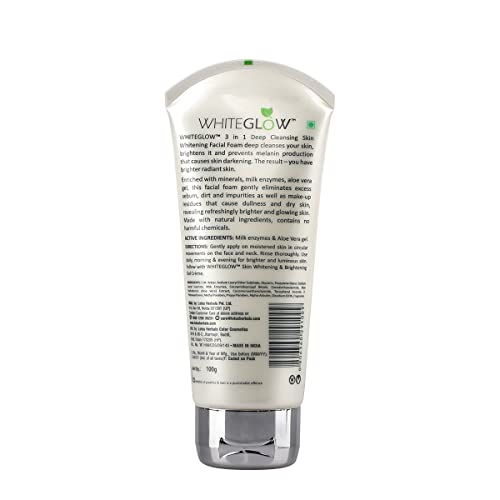 Lotus Herbals WhiteGlow 3 in 1 Deep Cleansing Skin Whitening Facial Foam Face Wash | Brightening Foam Cleanser