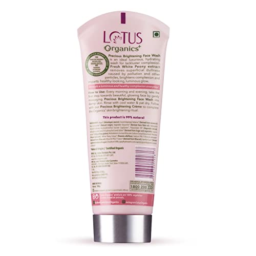 Lotus Organics Plus Precious Brightening Natural Face Wash for Women | Organic Brightening Cleanser