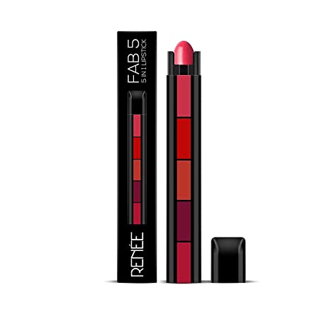RENEE FAB 5 Matte Finish 5 in 1 Lipstick, 75gm, Multicolor