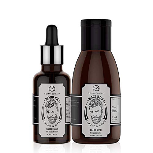 The Man Company Almond and Thyme Beard Combo - Beard Oil + Beard Wash