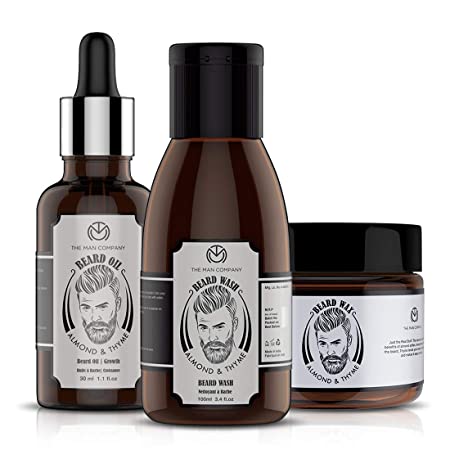 The Man Company Beard Affair - Almond and Thyme Beard Oil + Beard Wash + Beard Wax
