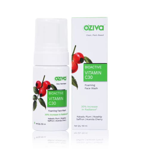 OZiva Vitamin C30 Foaming Face Wash | Brightening Foam Cleanser for Glowing Skin