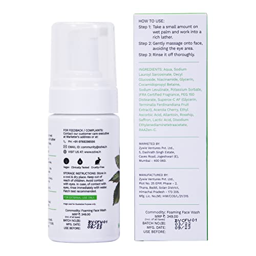 OZiva Vitamin C30 Foaming Face Wash | Brightening Foam Cleanser for Glowing Skin