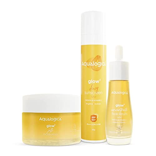 Aqualogica Bright Essentials Combo Sunscreen, 50gm, Face Serum, 30ml & Gel Moisturizer, 50gm