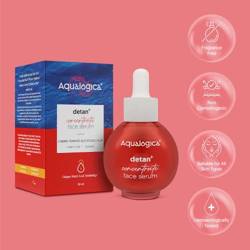Aqualogica Detan+ Concentrate Face Serum with Cherry Tomato & Glycolic Acid for Hydrated & De-tanned Skin