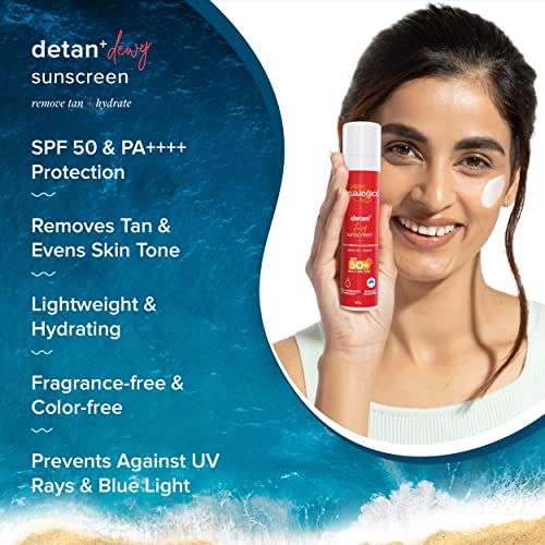 Aqualogica Detan+ Dewy Sunscreen with Cherry Tomato & Hyaluronic Acid with SPF 50 & PA++++